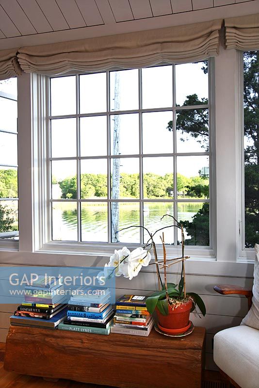 Fenêtre classique avec vue sur le lac