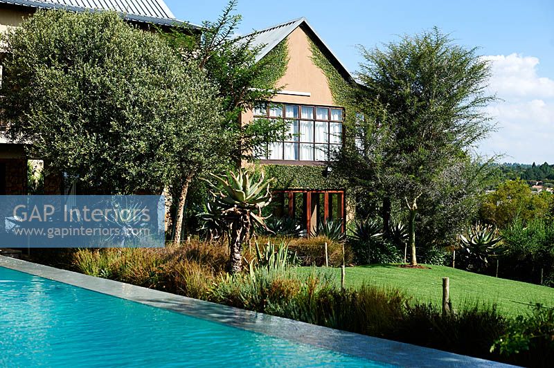 Maison moderne et jardin avec piscine