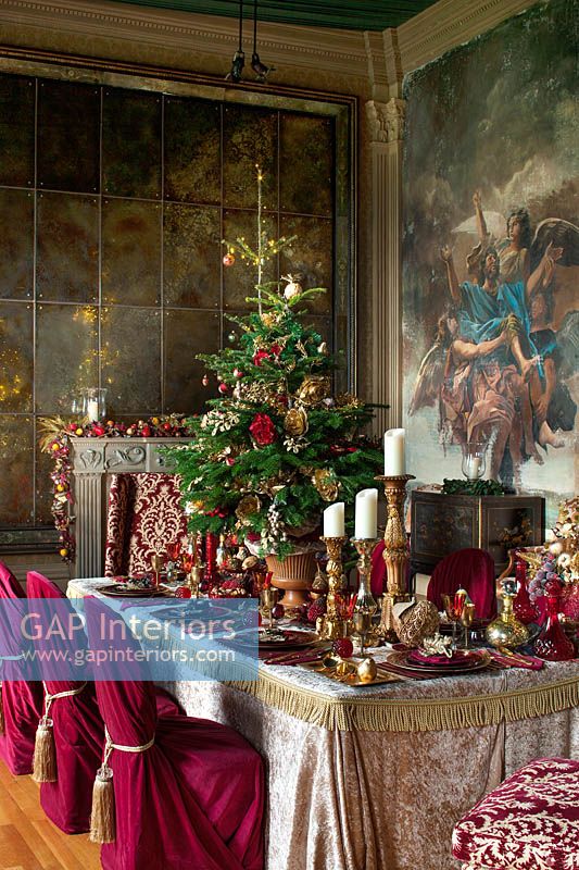 Décorations de Noël dans le salon haut, Castle Howard
