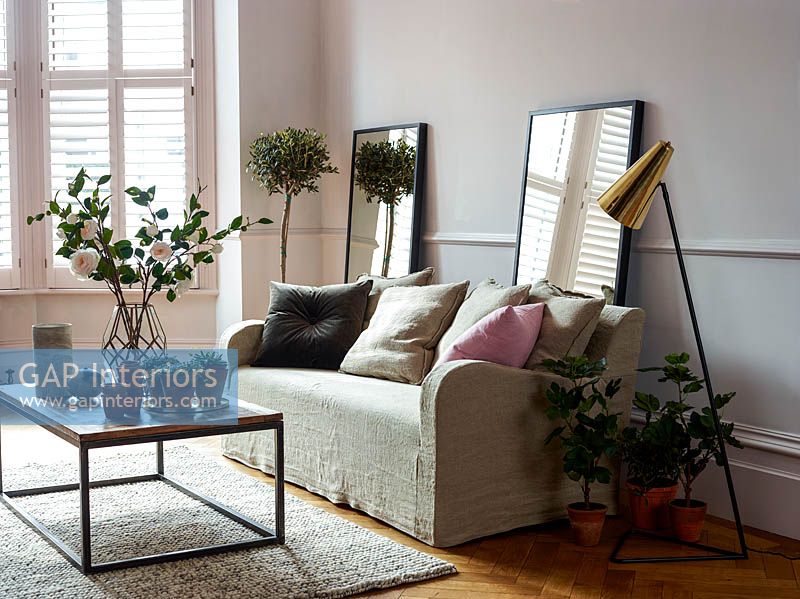 Salon moderne avec plantes d'intérieur