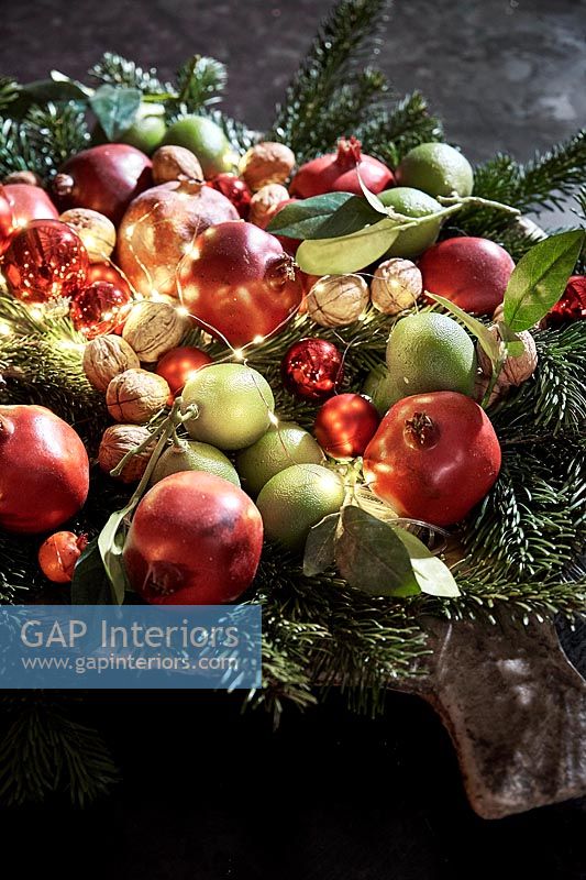 Bol de fruits décoré pour Noël