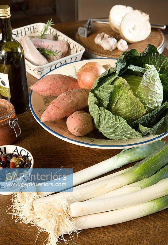 Légumes du comté sur table