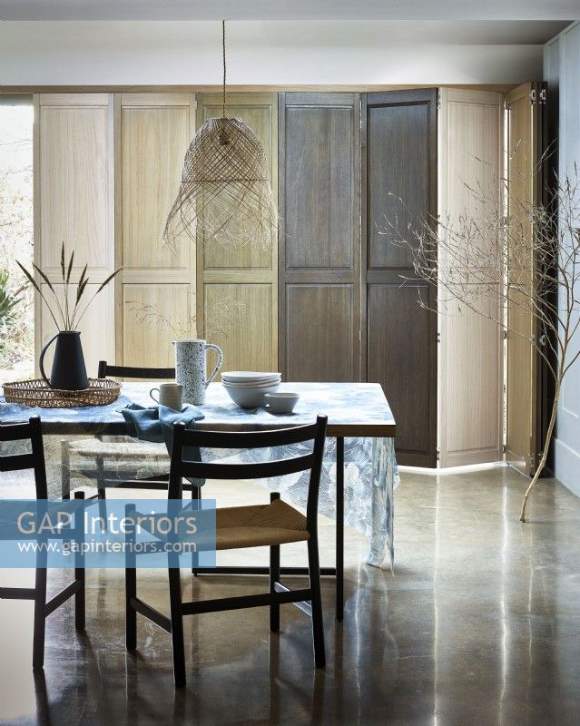 Dining room with wooden shutters