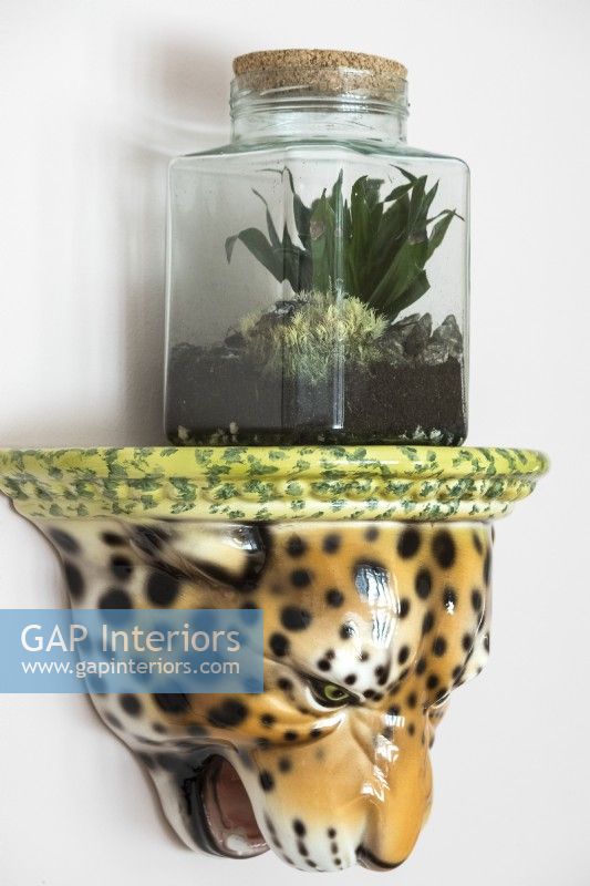 Étagère léopard en céramique avec petit terrarium
