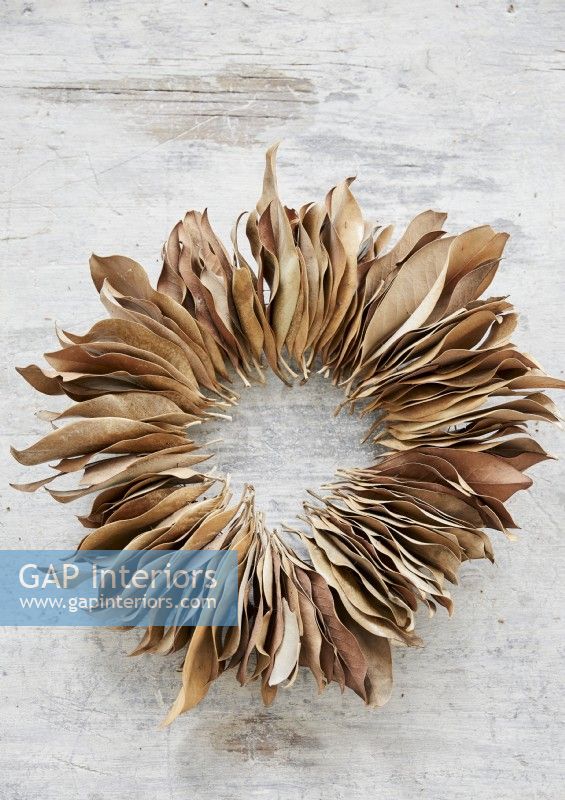 Detail of dried leaf wreath