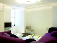 Salon moderne avec des canapés violets