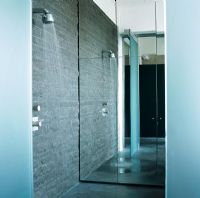 Douche moderne avec miroir du sol au plafond