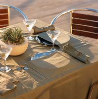 Placer la table sur la table à manger avec des verres à martini