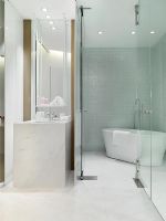 Baignoire sur pied dans la salle de bain moderne