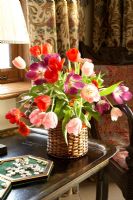 Tulipes en pot d'osier