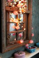 Fenêtre de décoration de guirlandes lumineuses