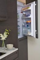 Réfrigérateur-congélateur de cuisine moderne, détail