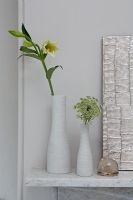 Vases et fleurs sur cheminée