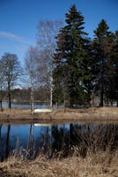 Vue sur le lac, le sud de la Suède