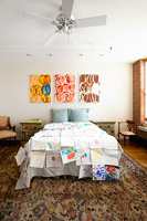 Chambre avec étalage d'art coloré