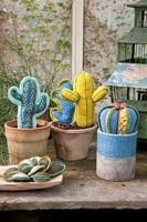 Ornements de cactus colorés
