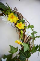 Couronne avec fleurs de Narcisse et feuillage de lierre