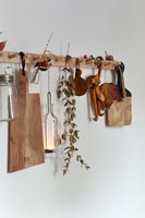 Gros plan des accessoires de cuisine en bois