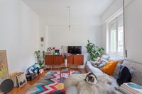 Chat animal sur canapé dans le salon moderne