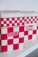 Boîtes de rangement de cuisine vintage rouge et blanc