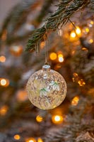 Boule de verre sur l'arbre de Noël