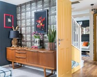 Salon moderne coloré avec des meubles modernes du milieu du siècle