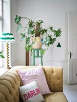 Grande plante en panier décoratif dans le salon moderne