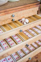 Lettres d'impression vintage dans des tiroirs