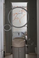Petit lavabo circulaire dans la salle de bains moderne