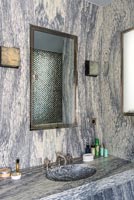 Lavabo de salle de bain moderne en marbre gris inhabituel