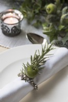 Détail de la décoration de table à manger de Noël