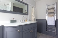 Vanité intégrée dans une salle de bain grise classique