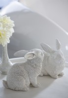 Lapins décoratifs en céramique blanche